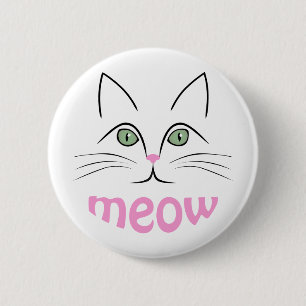 Cat face 6 cm round badge