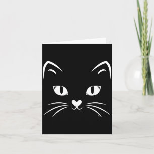Cat Face Black Cat Halloween Costume Card