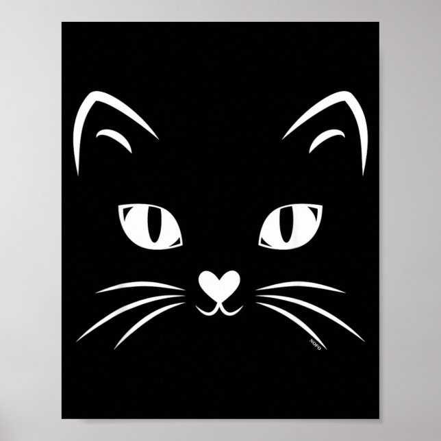 Cat Face Black Cat Halloween Costume Poster (Front)
