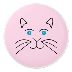Cat face ceramic knob
