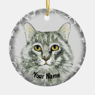 cat face  ceramic tree decoration