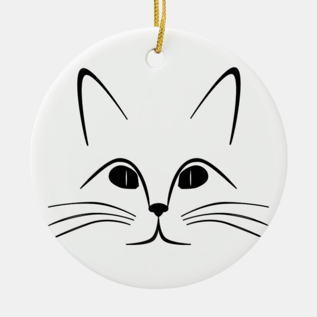 CAT FACE CERAMIC TREE DECORATION (Front)