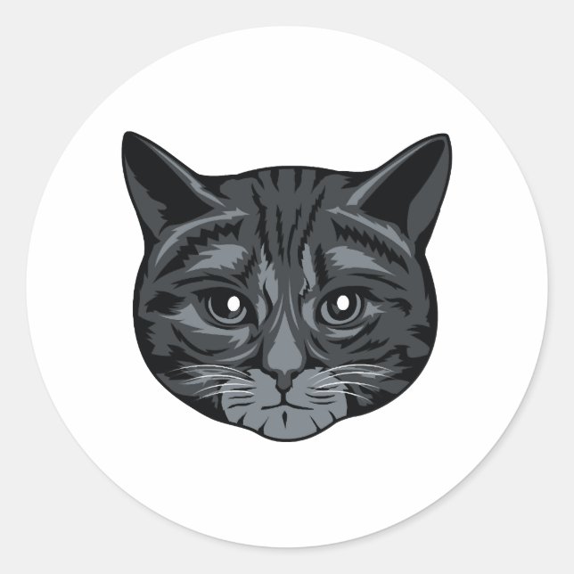 Cat Face           Classic Round Sticker (Front)