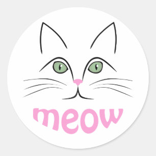 Cat face classic round sticker