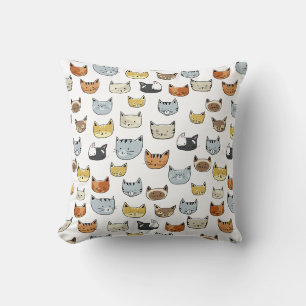 Cat Face Doodle Pattern Cushion