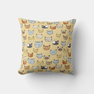 Cat Face Doodle Pattern Cushion
