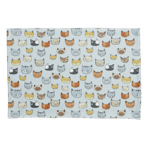 Cat Face Doodle Pattern Pillowcase