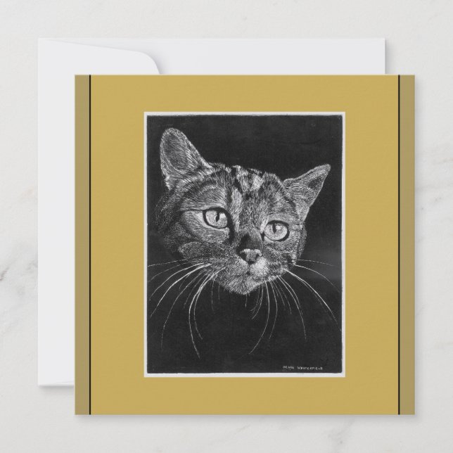 Cat Face Drawing By Mark Edward Westerfield Card  (Front)