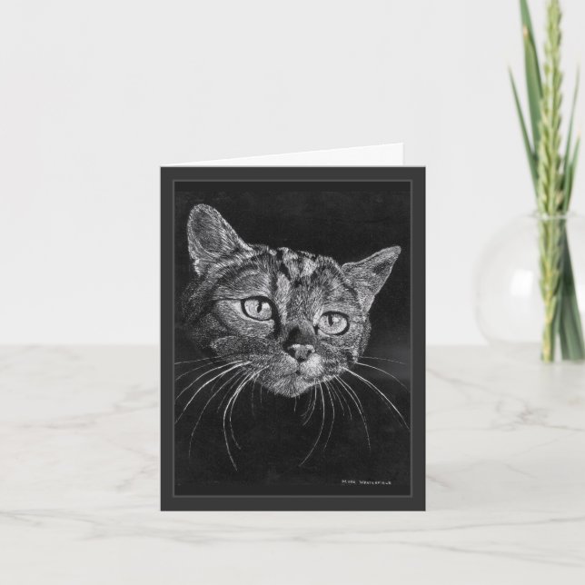 Cat Face Drawing By Mark Edward Westerfield  Thank You Card (Front)