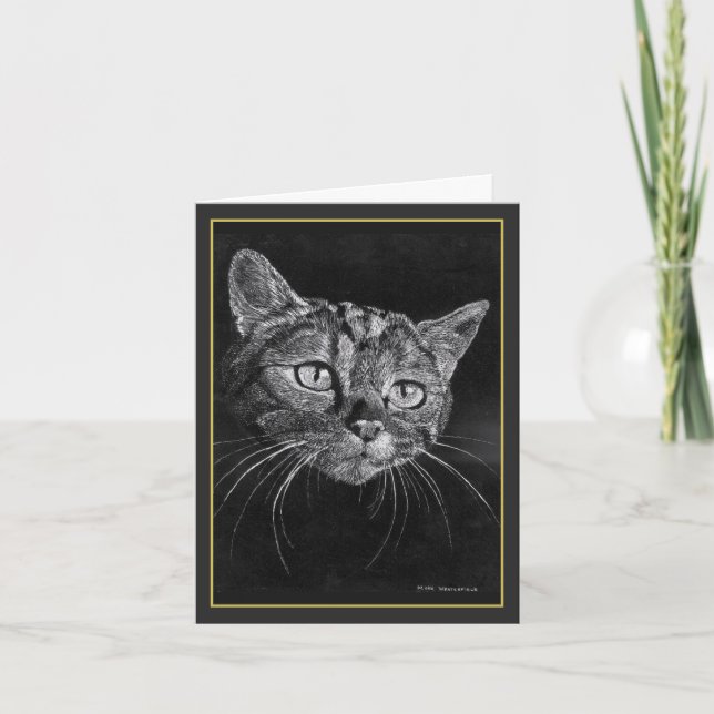 Cat Face Drawing By Mark Edward Westerfield  Thank You Card (Front)