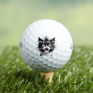 Cat Face Drawing Graphic Golf Ball Set of 3, Dozen