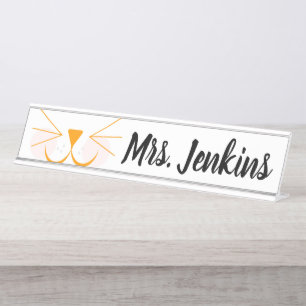 Cat Face Elementary Teachers Desk Name Plate