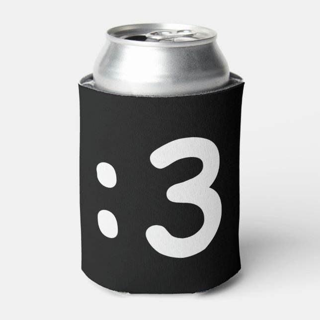 Cat Face Emoticon :3 Can Cooler (Can Front)