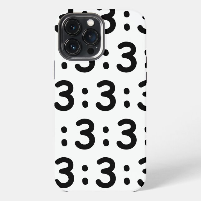 Cat Face Emoticon :3 iPhone Case (Back)