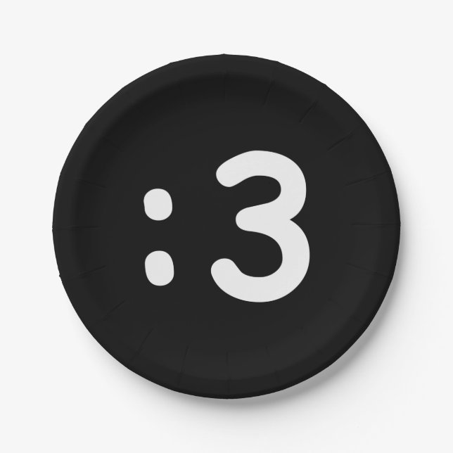 Cat Face Emoticon :3 Paper Plate (Front)