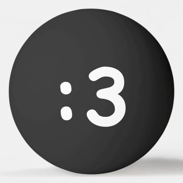 Cat Face Emoticon :3 Ping Pong Ball (Back)