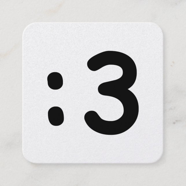 Cat Face Emoticon :3 Square Business Card (Front)