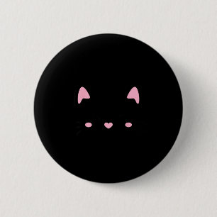 Cat face eyelashes kitten cute cats lovers 6 cm round badge