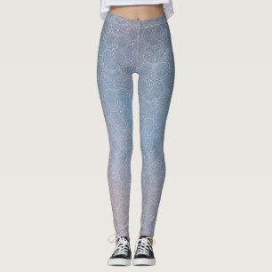 Cat Face Faux Lace leggings in metallic purple