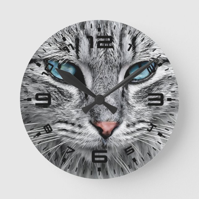 Cat Face Fractal Design-10682 Round Clock (Front)