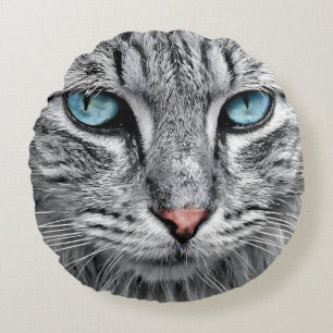 Cat Face Fractal Design-10682 Round Cushion