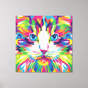 Cat Face Geometric Prismatic Design-32453 Canvas Print