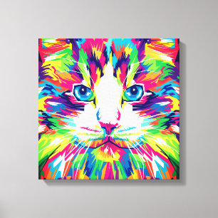 Cat Face Geometric Prismatic Design-32453 Canvas Print