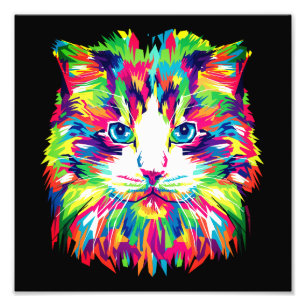Cat Face Geometric Prismatic Design-32453 Photo Print