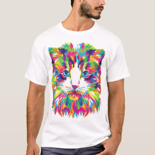 Cat Face Geometric Prismatic Design-32453 T-Shirt