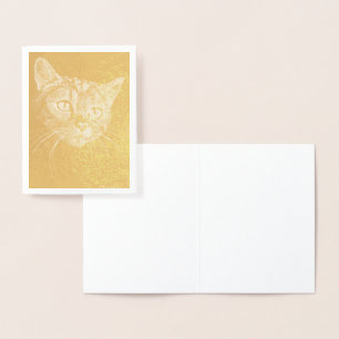Cat Face! gold foil note card