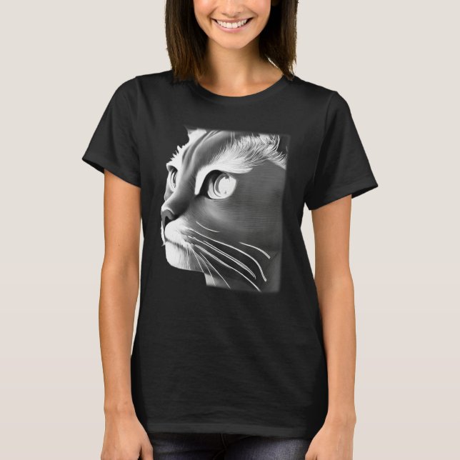 Cat face graphic  animal pet  grumpy kitten print  T-Shirt (Front)