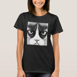 Cat face graphic animal pet grumpy kitten print T-Shirt