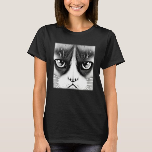 Cat face graphic  animal pet  grumpy kitten print  T-Shirt (Front)