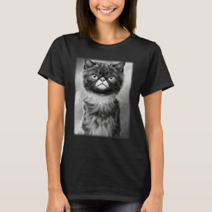 Cat face graphic animal pet grumpy kitten print T-Shirt