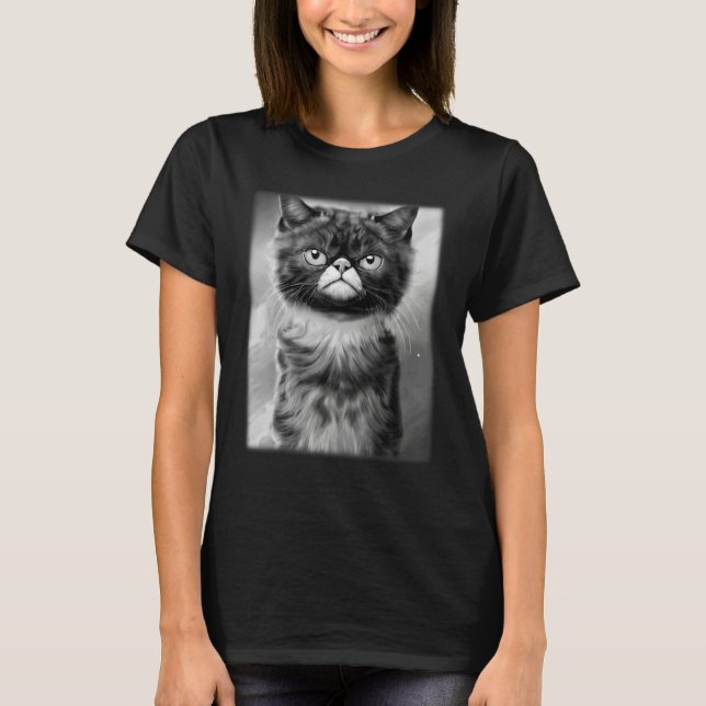 Cat face graphic  animal pet  grumpy kitten print  T-Shirt (Front)