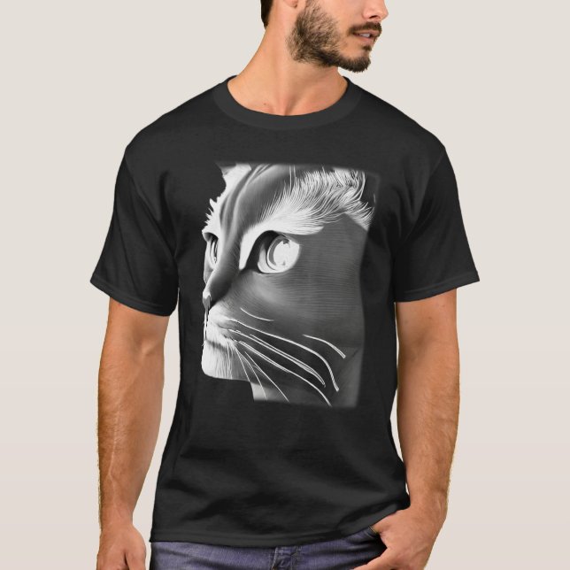 Cat face graphic  animal pet  grumpy kitten print  T-Shirt (Front)