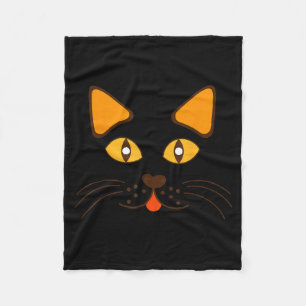 Cat Face Head Funny Cute Halloween Costume Fleece Blanket