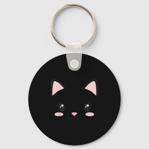 Cat face kittens eyelashes cute funny halloween key ring