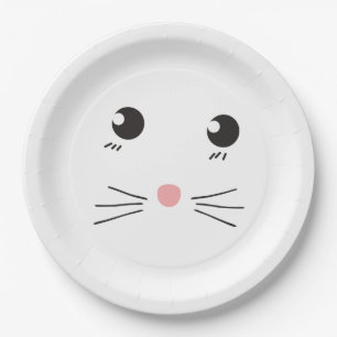 Cat face line drawing paper plate
