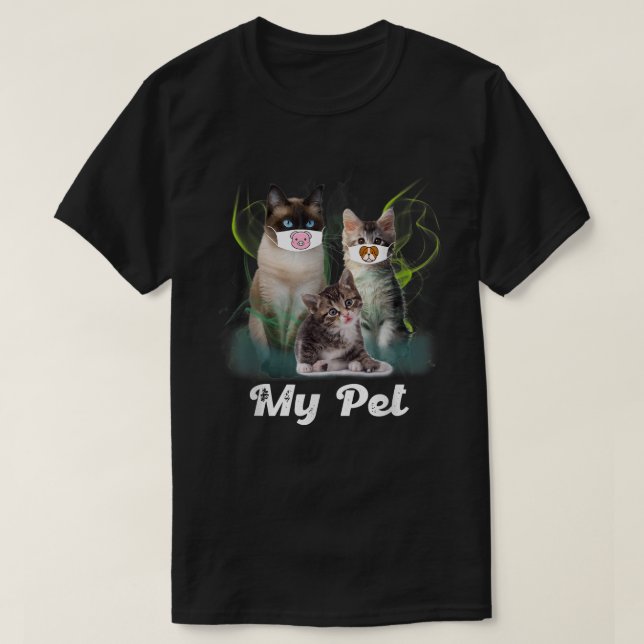 Cat Face Mask, Cute Pet Cats Lovers Gift Pig Dog A T-Shirt (Design Front)