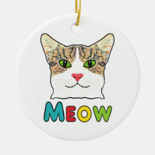 Cat Face Meow Ceramic Tree Decoration