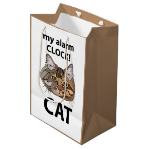 Cat Face My Alarm Clock Tabby Cat Medium Gift Bag