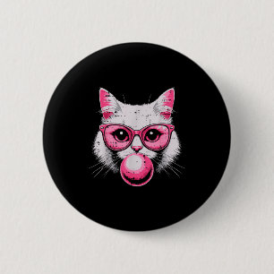 Cat Face Nk Gles Bubble Gum Cute Kitty Women Girls 6 Cm Round Badge