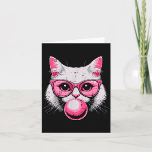 Cat Face Nk Gles Bubble Gum Cute Kitty Women Girls Card