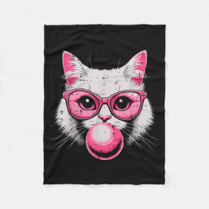 Cat Face Nk Gles Bubble Gum Cute Kitty Women Girls Fleece Blanket
