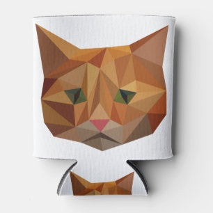 Cat Face Orange Low Poly Geometric Triangles Can Cooler