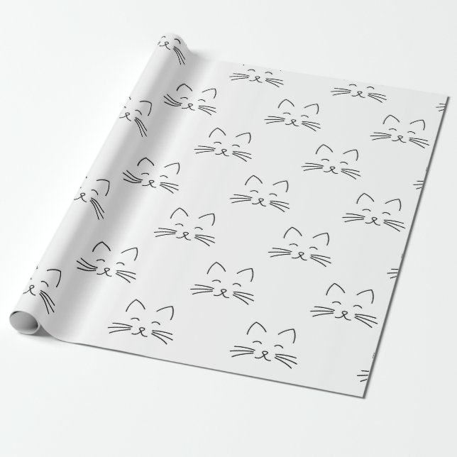 Cat face pattern Wrapping Paper (Unrolled)
