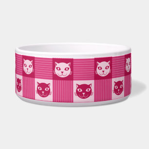Cat Face Pink Gingham Pattern Cute