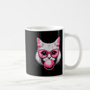 Cat Face Pink Gles Bubble Gum Cute Kitty Women Gir Coffee Mug