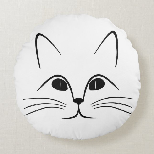 CAT FACE ROUND CUSHION (Front)